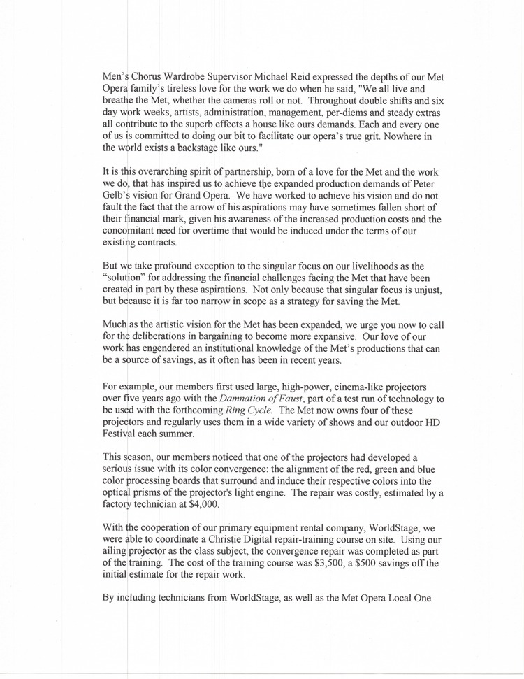IATSE letter to the Met Opera Board of Directors, page 2